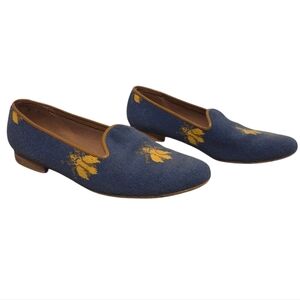 Zalo Vintage Needlepoint Tapestry Embroidered Slip On Loafer Mules Flats Size 9